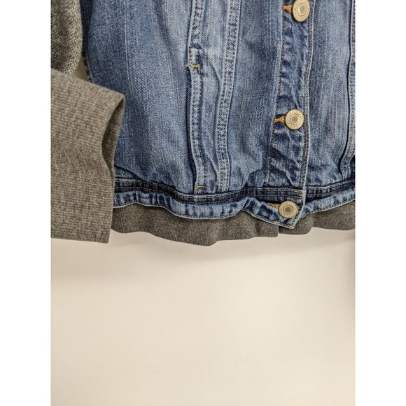 American Eagle AEO Denim Jean Hoodie Sweatshirt Jacket Blue Gray Women's L - Picture 6 of 6